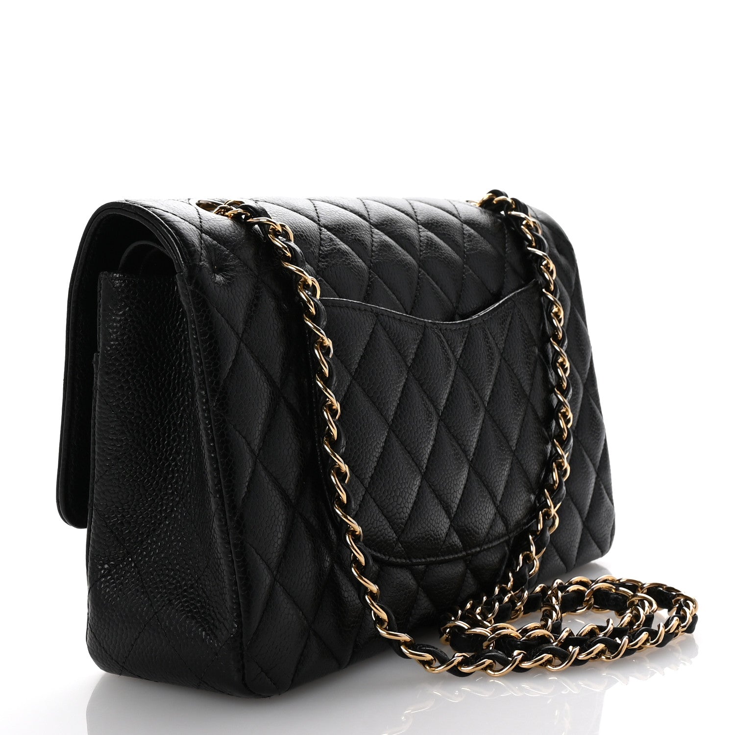 Caviar Quilted Medium Double Flap Black