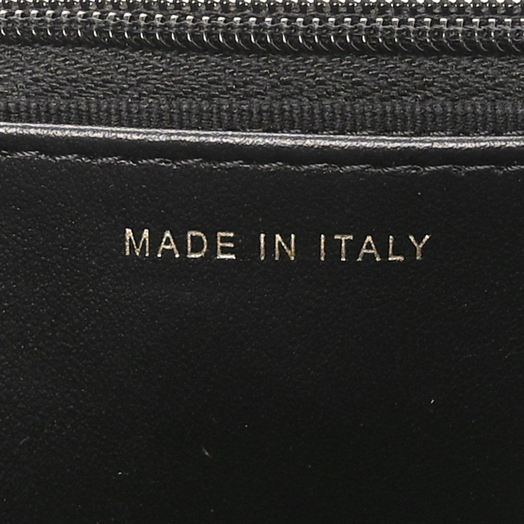 Shiny Aged Calfskin Enamel Logo Quilted Wallet On Chain WOC Black