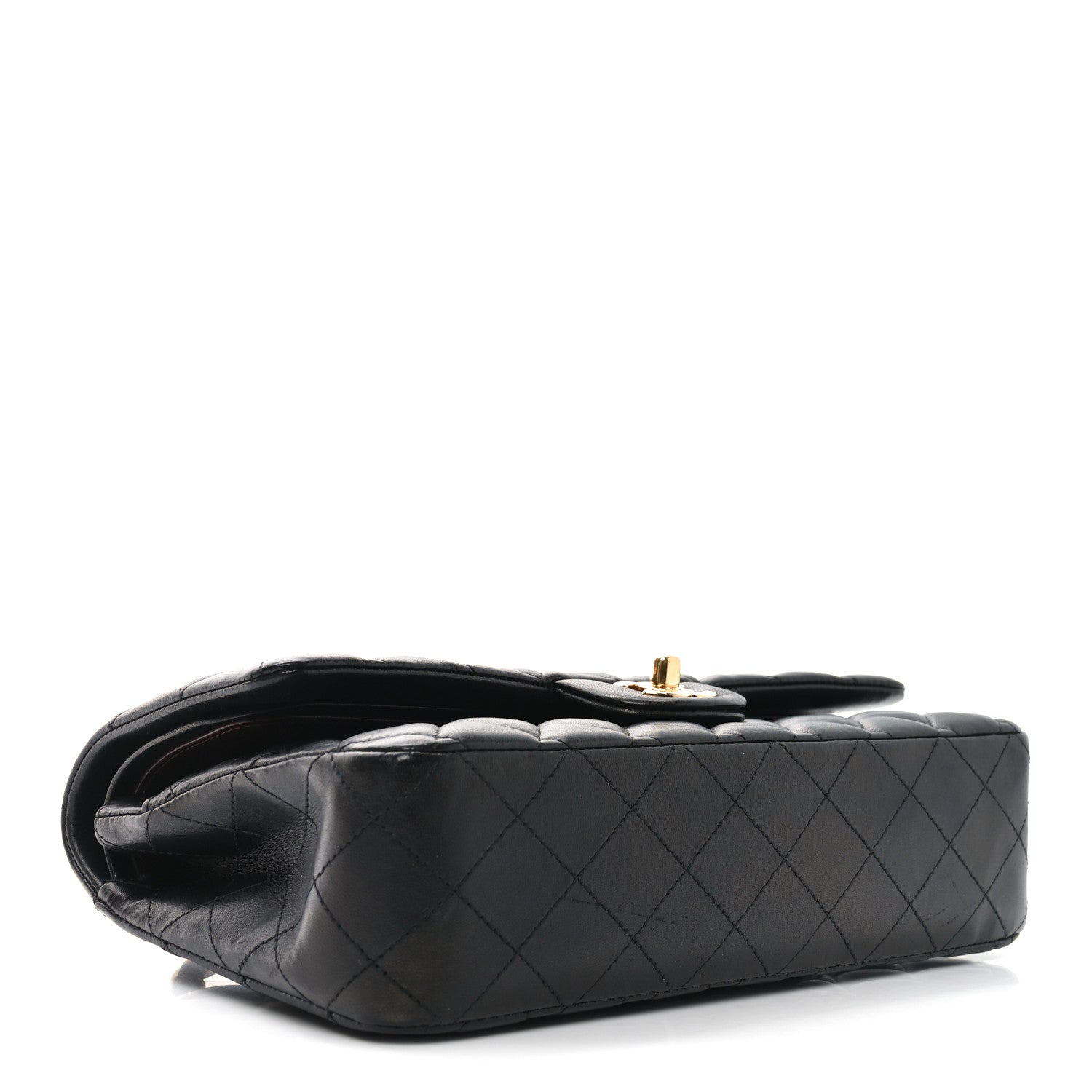 Lambskin Quilted Medium Double Flap Black