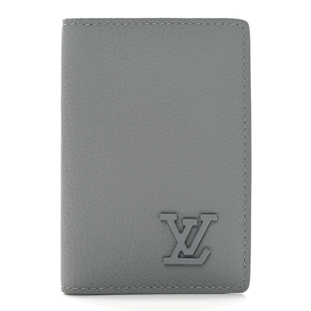 Grained Calfskin Aerogram Pocket Organizer Gray