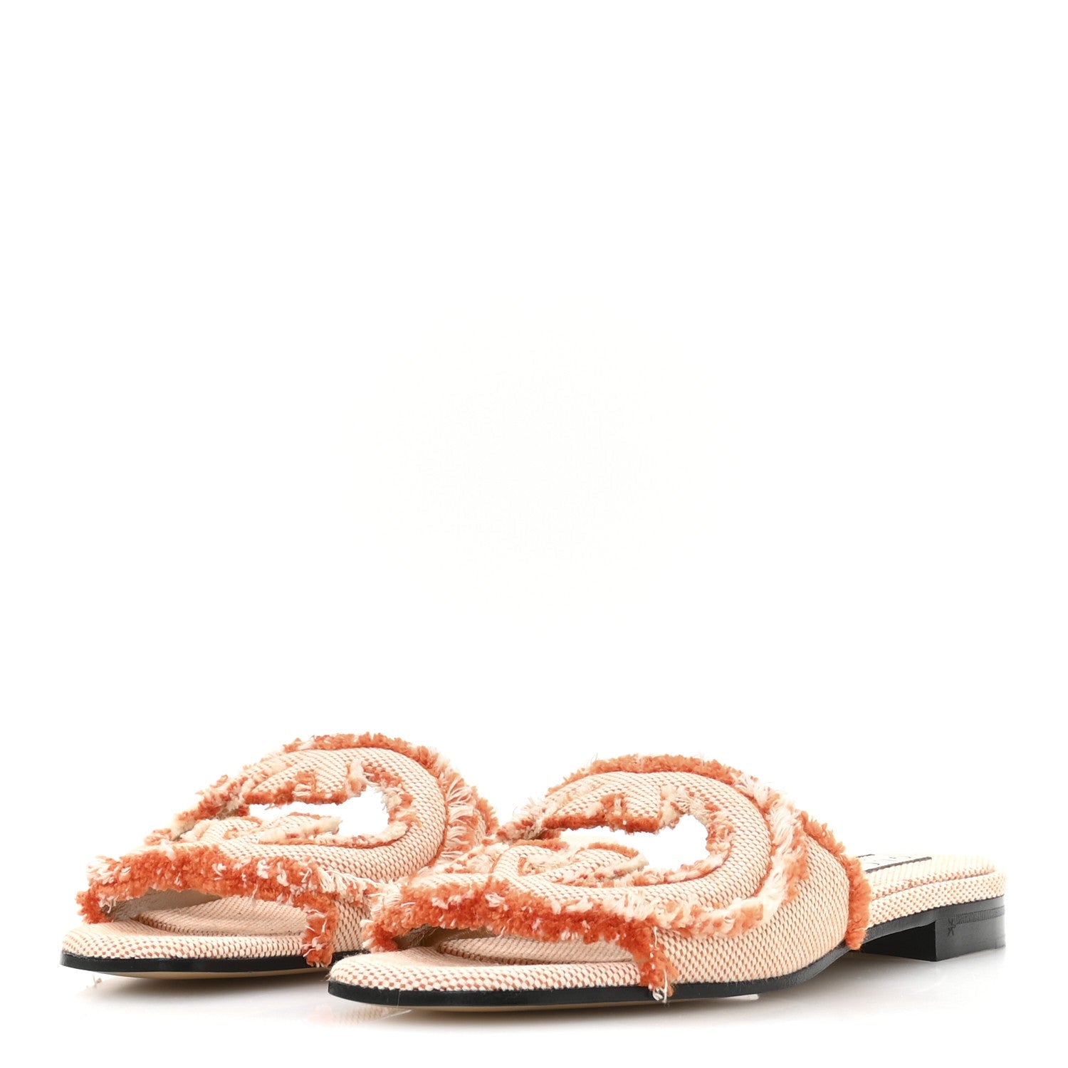 Canvas Interlocking G Bicolor Mountain Slide Sandals 35.5 Orange Natural