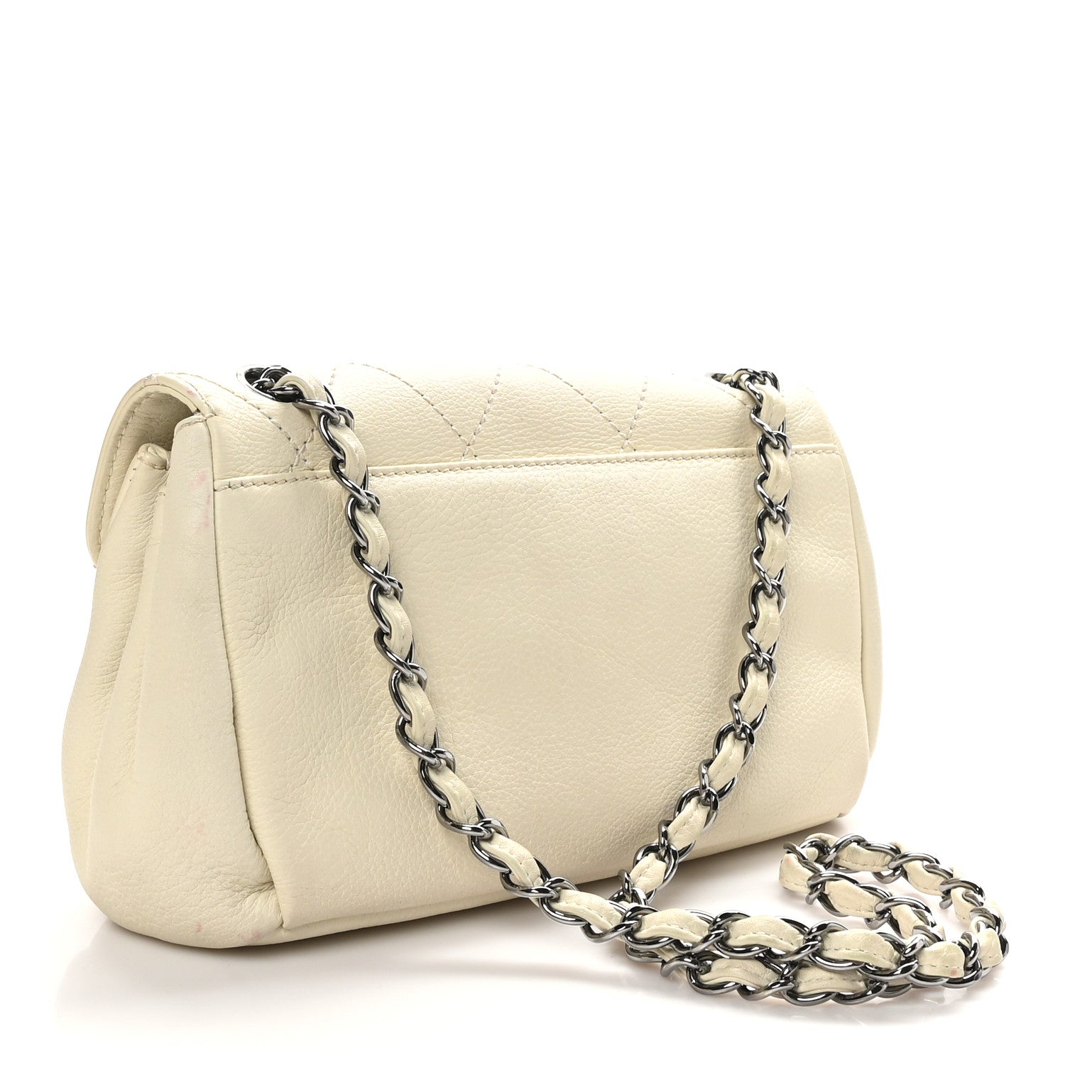 Calfskin Stitched Accordion Flap White
