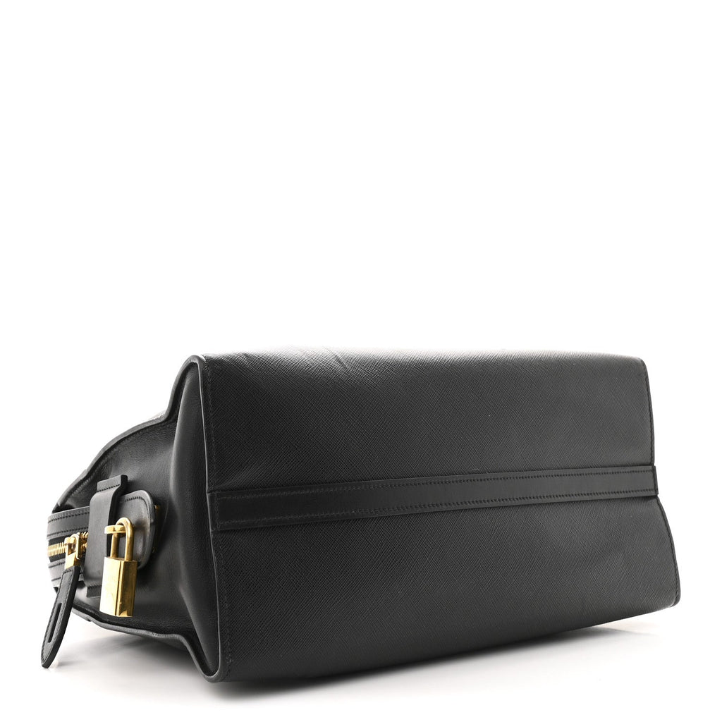 Saffiano City Calfskin Medium Esplanade Tote Black