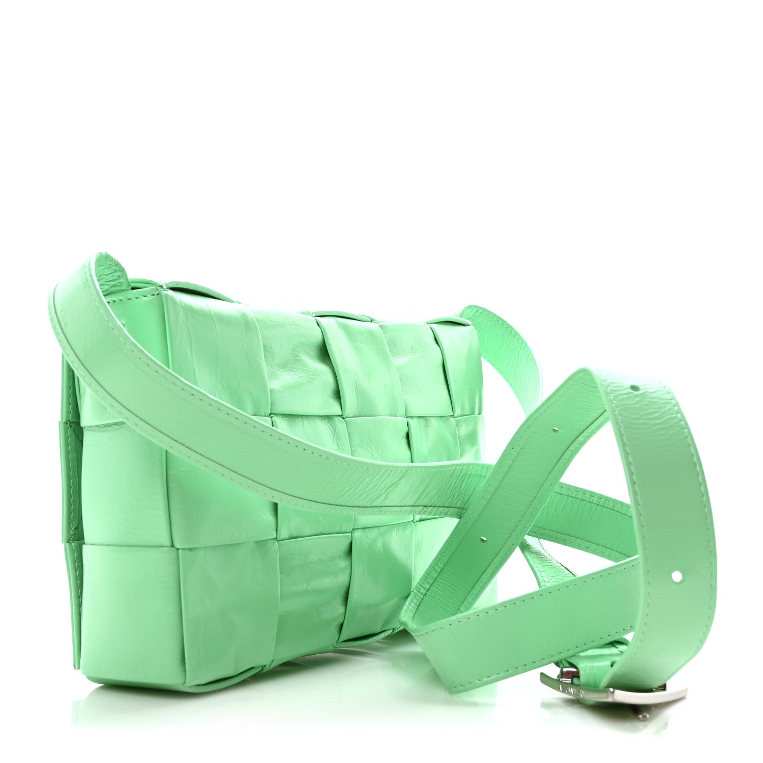 Paper Calfskin Maxi Intreccio Small Cassette Crossbody Bag Pistachio