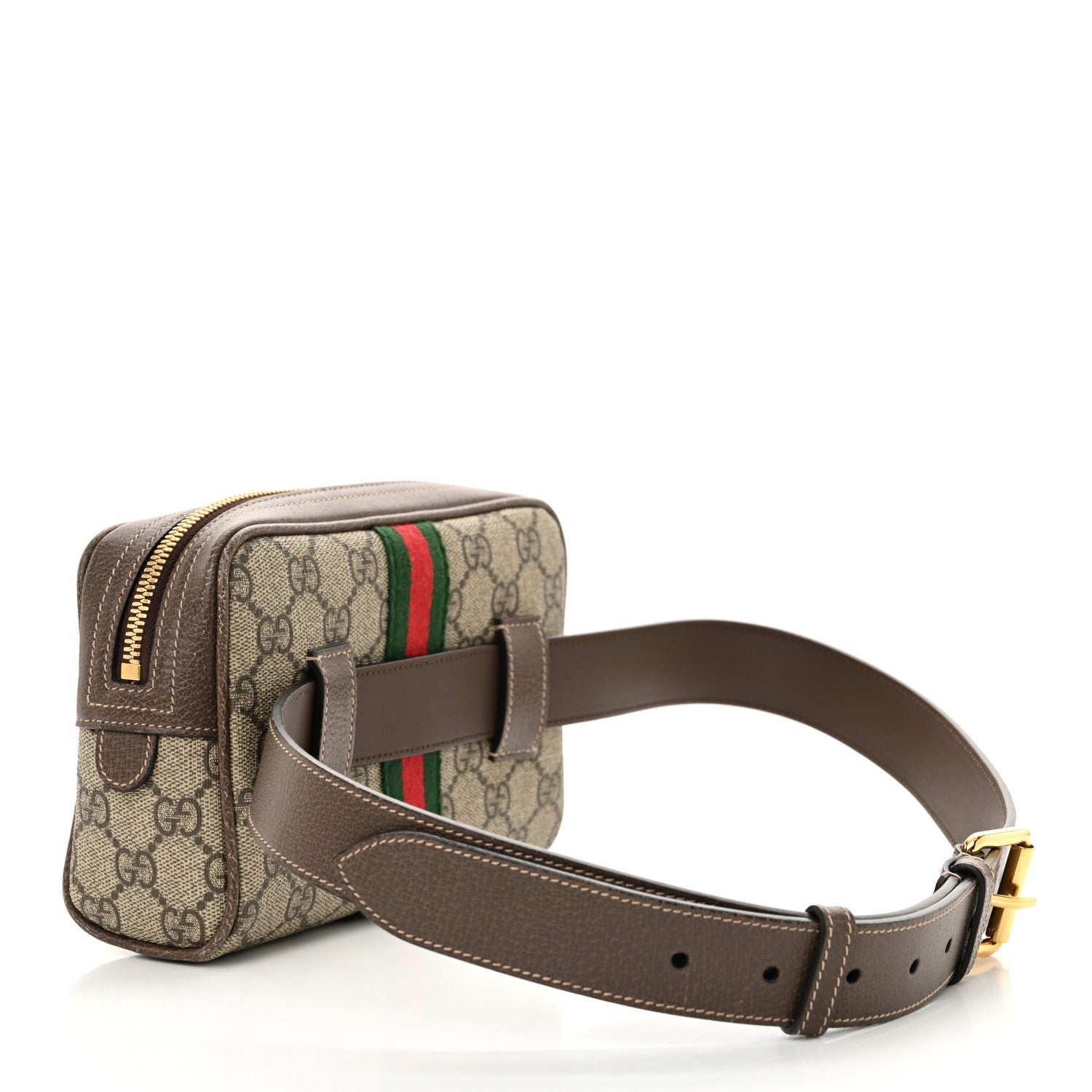 GG Supreme Monogram Web Small Ophidia Belt Bag 85 34 Dark Brown