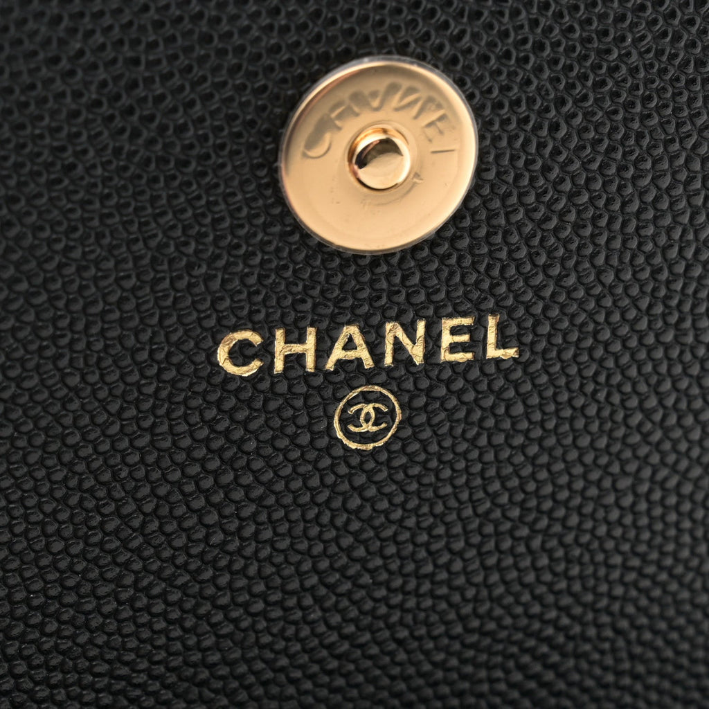 Caviar Quilted Pocket Twins Clutch With Chain Black