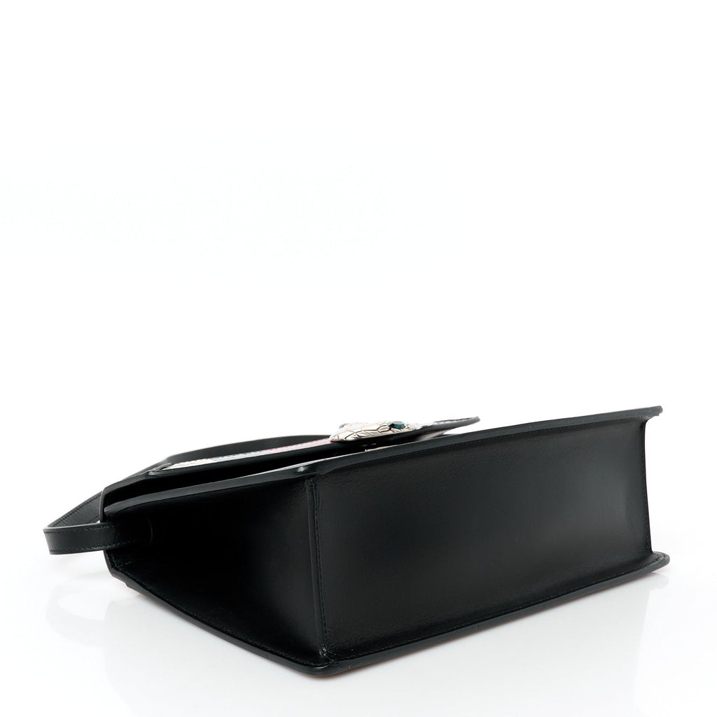 Calfskin Snakeskin Small Lilith Top Handle Bag Black