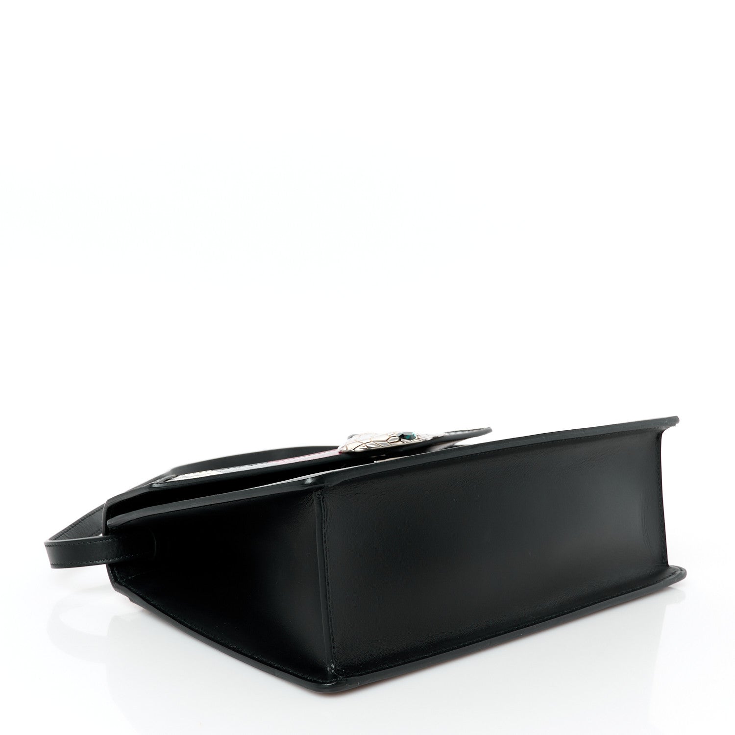 Calfskin Snakeskin Small Lilith Top Handle Bag Black