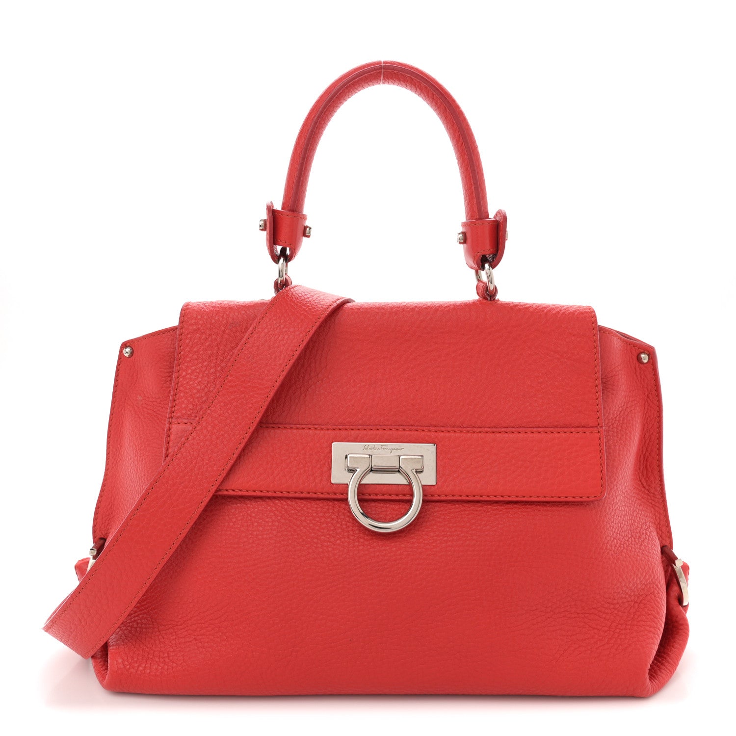 Grained Calfskin Sofia Satchel Red