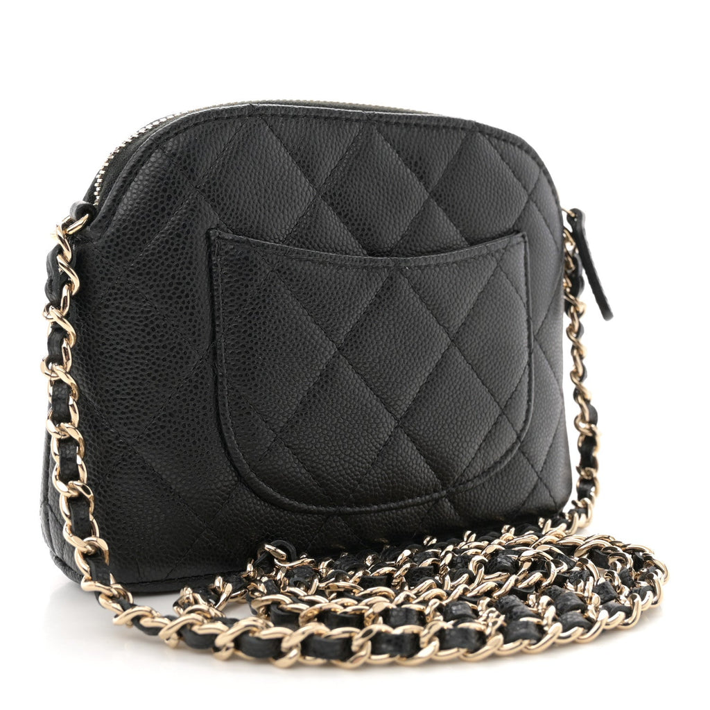 Caviar Quilted Classic Clutch with Chain Black