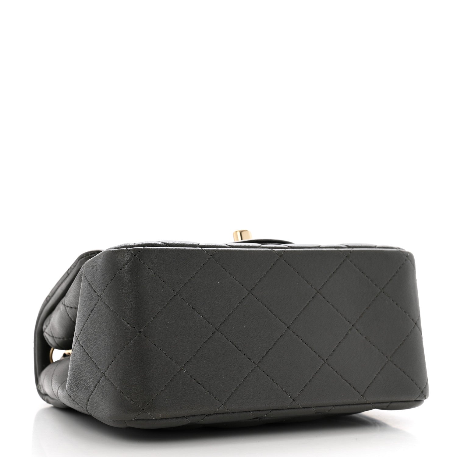 Lambskin Quilted Mini Square Flap Dark Grey
