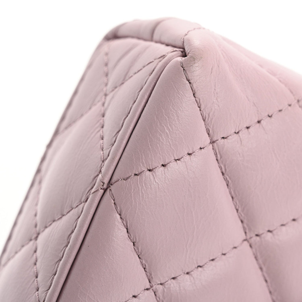 Shiny Aged Calfskin Quilted Mini Nano Kelly Shopper Light Pink