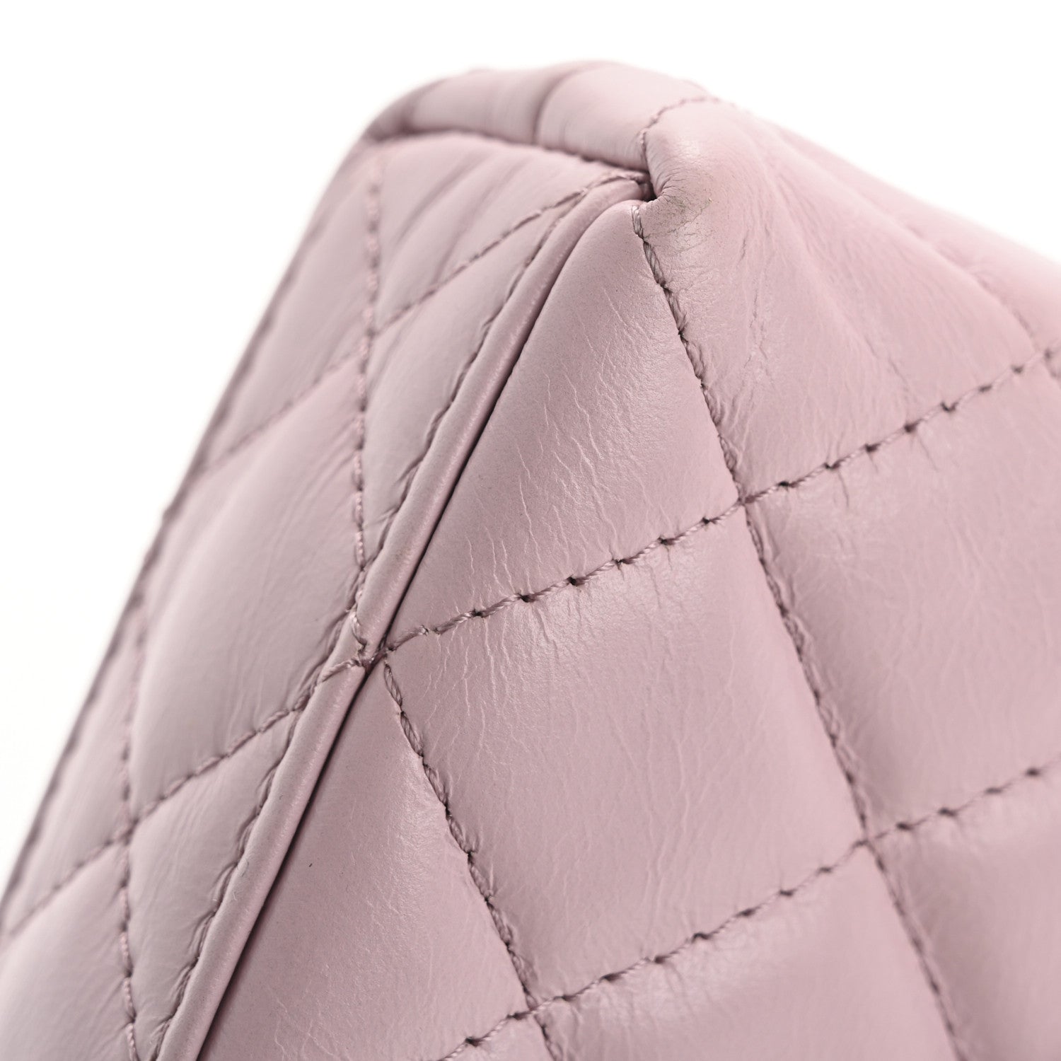 Shiny Aged Calfskin Quilted Mini Nano Kelly Shopper Light Pink