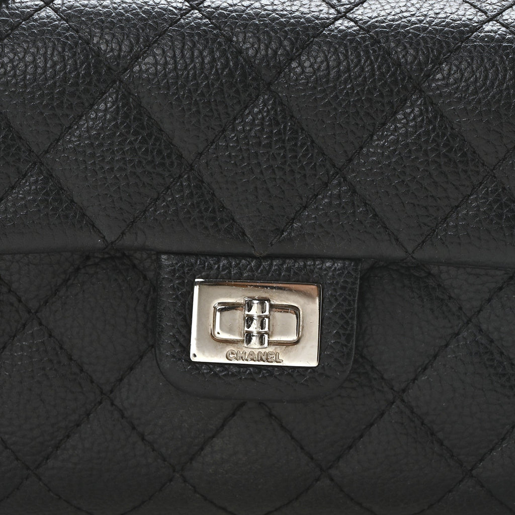 Grained Calfskin Quilted 2.55 Reissue Flap Belt Bag Clutch Black