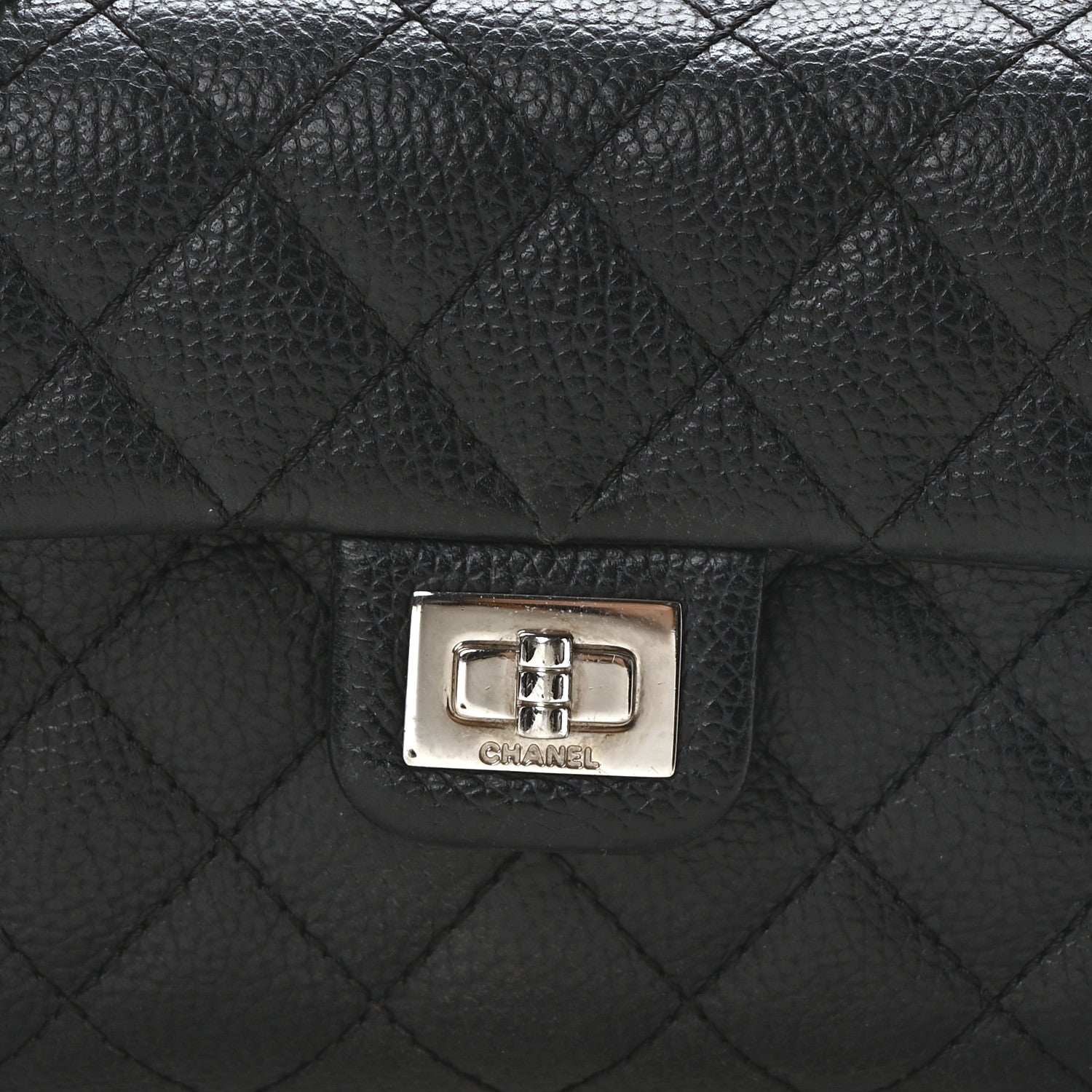 Grained Calfskin Quilted 2.55 Reissue Flap Belt Bag Clutch Black