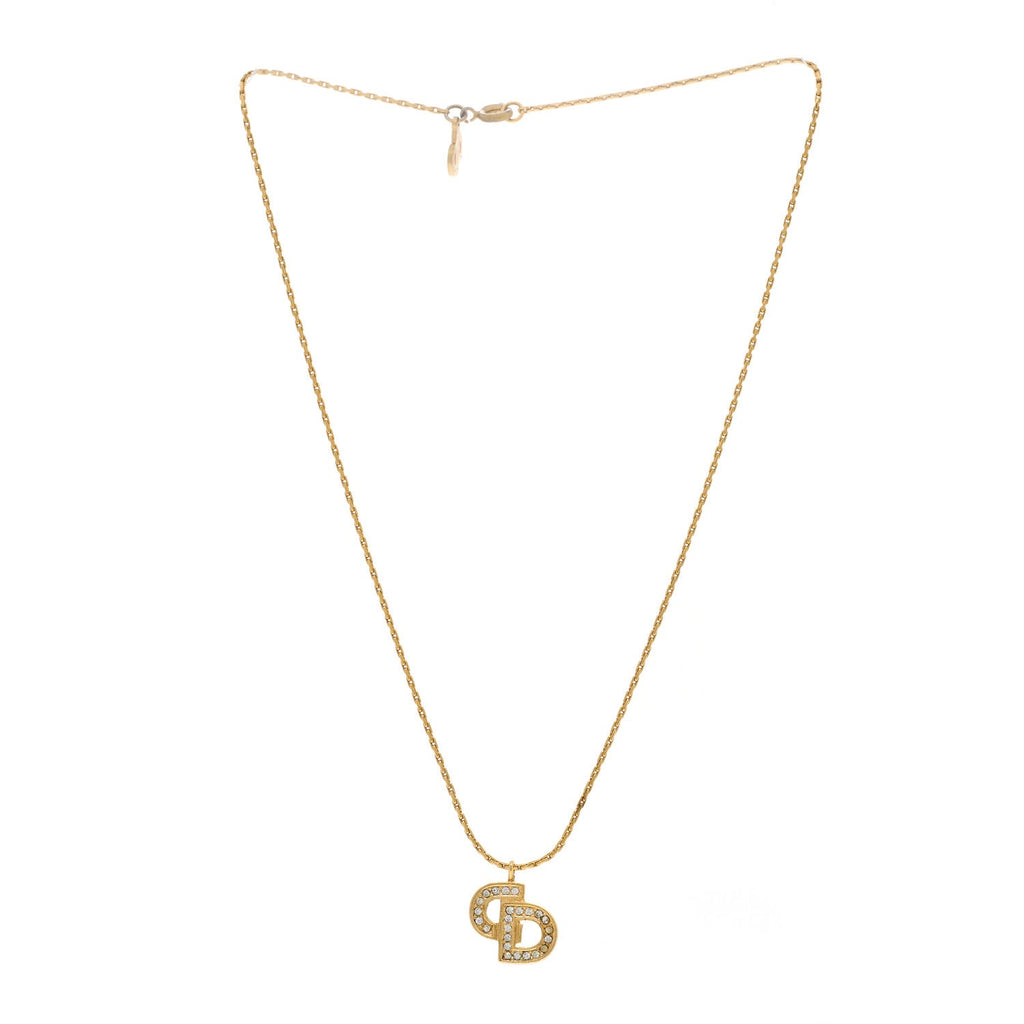 Crystal Logo Necklace Gold