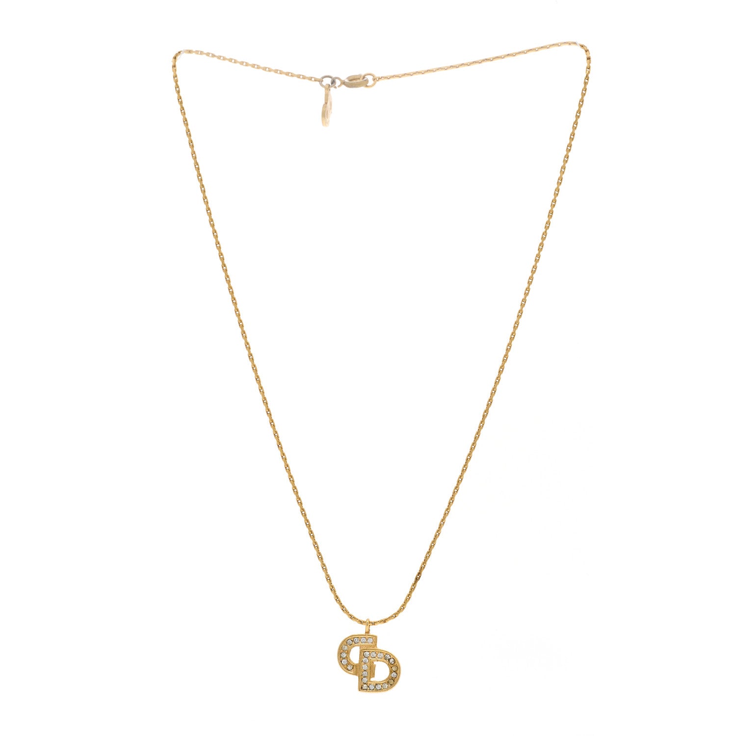 Crystal Logo Necklace Gold