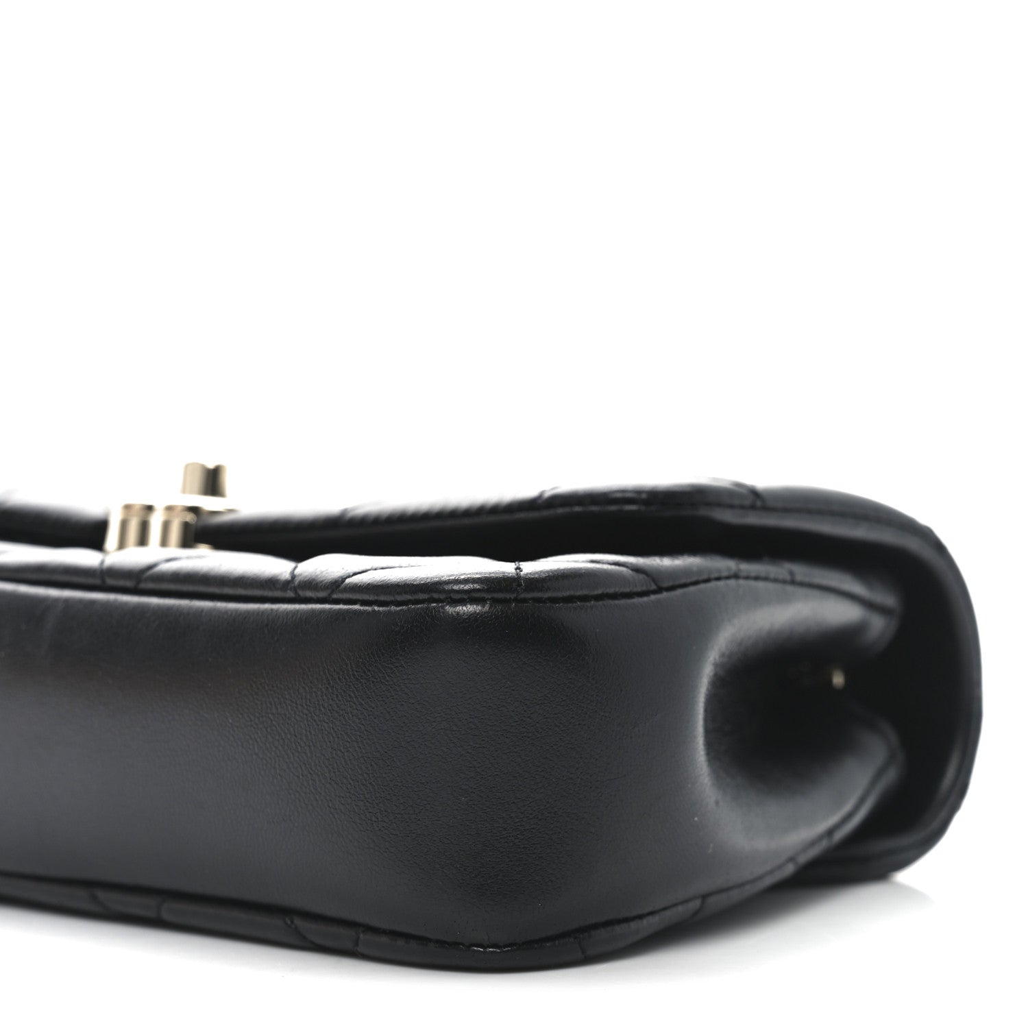 Lambskin Quilted Rectangular Phone Holder Clutch With Chain Black