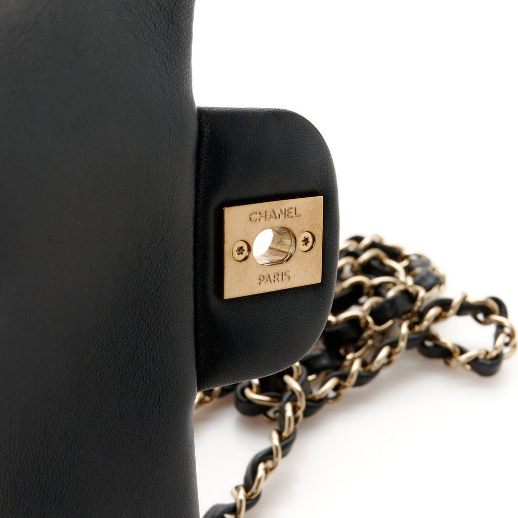 Lambskin Quilted Mini Rectangular Flap Black