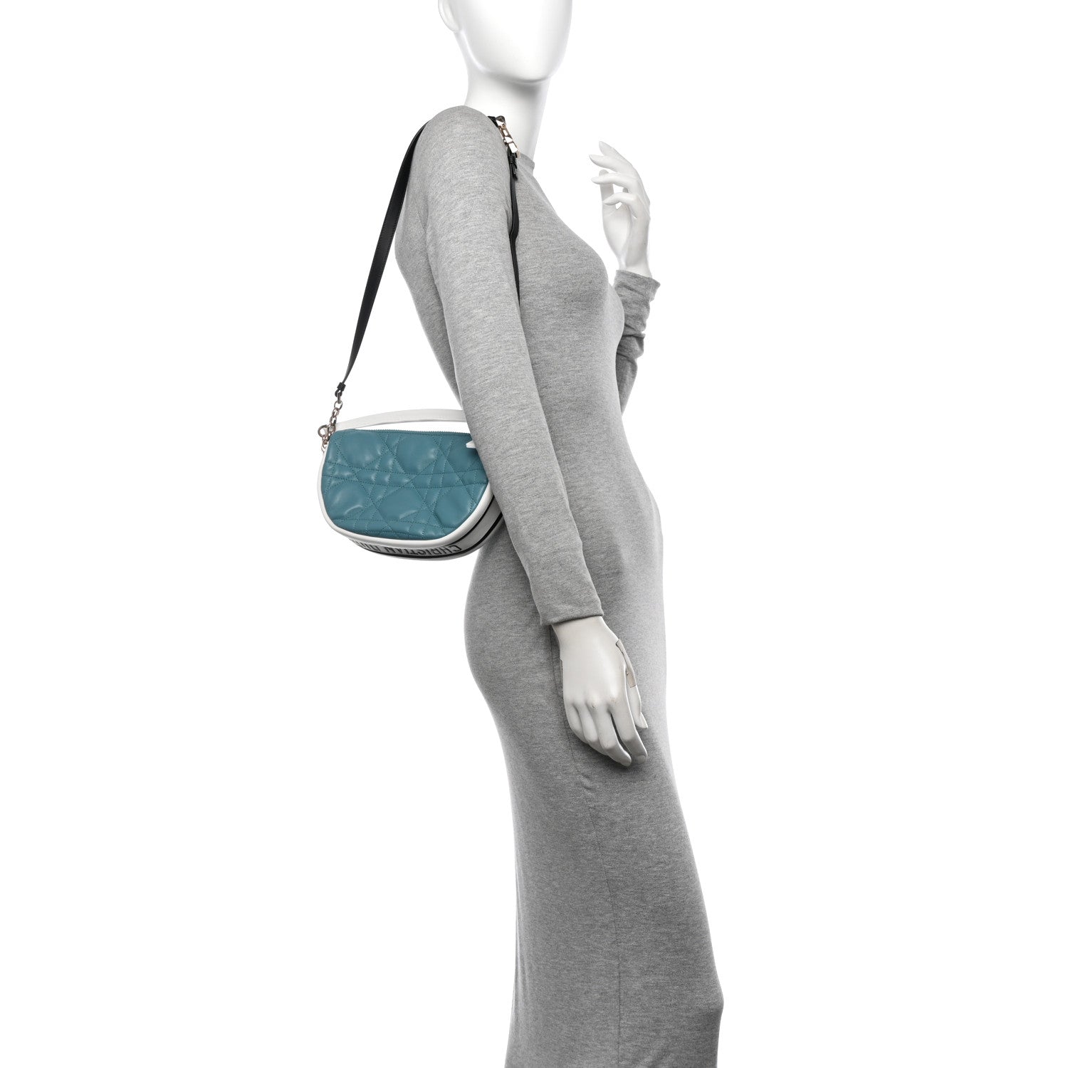 Lambskin Cannage Small Dior Vibe Hobo Bag Cloud Blue