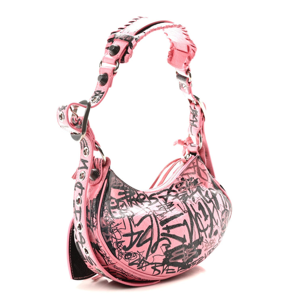 Agneau Arena Graffiti Le Cagole Shoulder Bag XS Sweet Pink