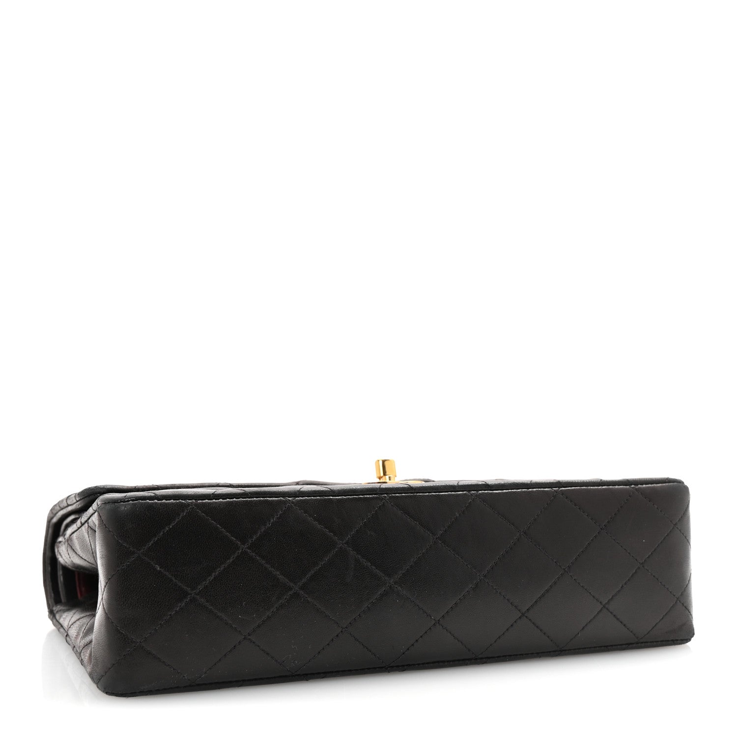Lambskin Quilted Medium Double Flap Black