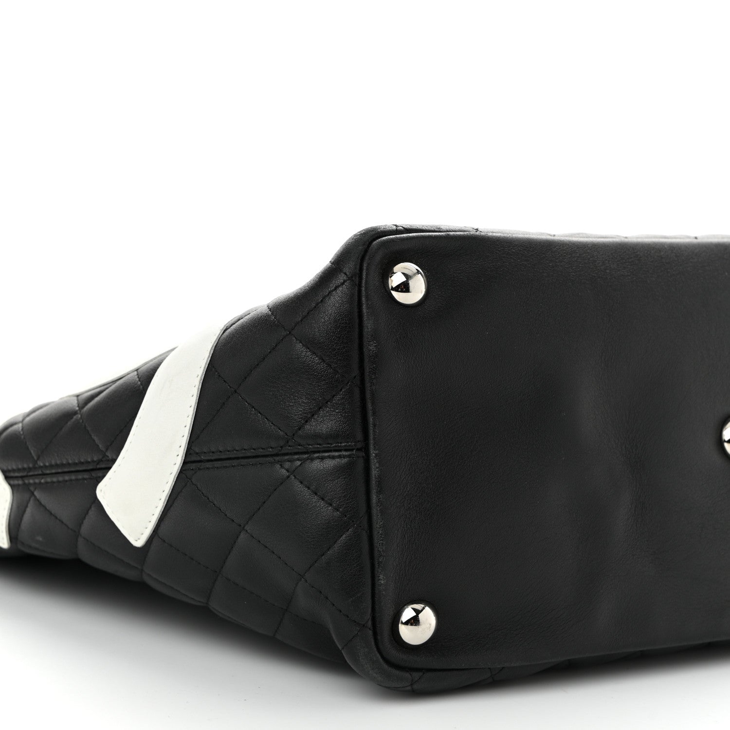 Calfskin Quilted Large Cambon Tote Black White