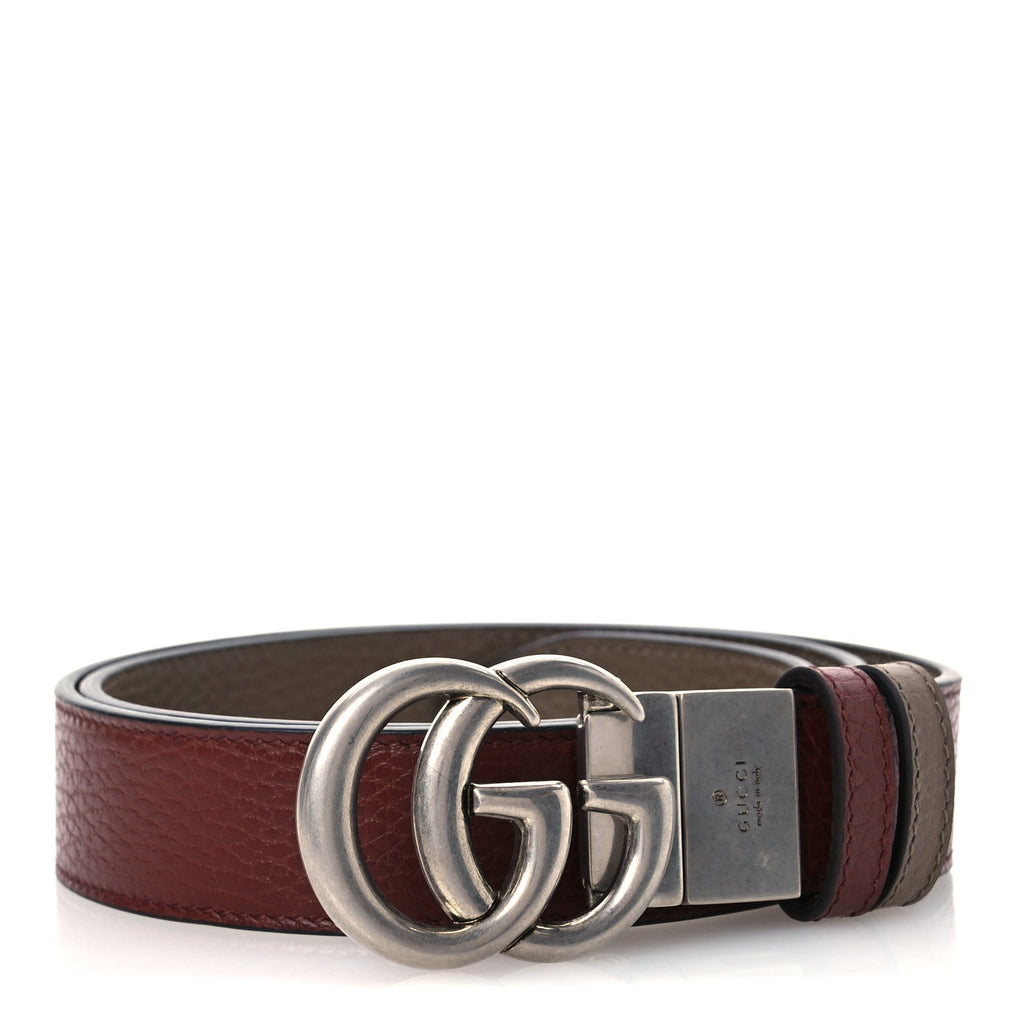 Calfskin Double G Reversible 37mm Belt 85 34 Vintage Bordeaux and Cocoa