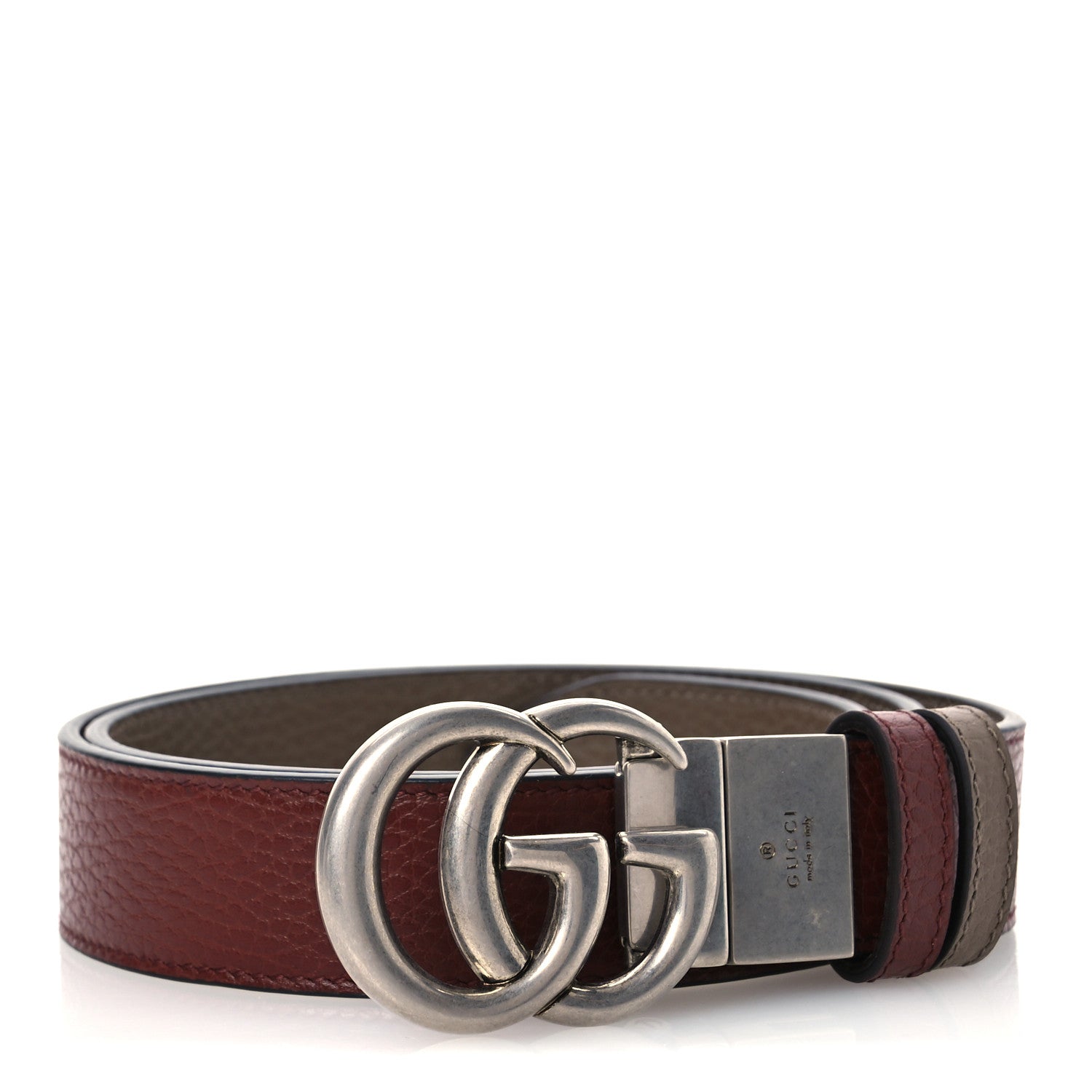 Calfskin Double G Reversible 37mm Belt 85 34 Vintage Bordeaux and Cocoa