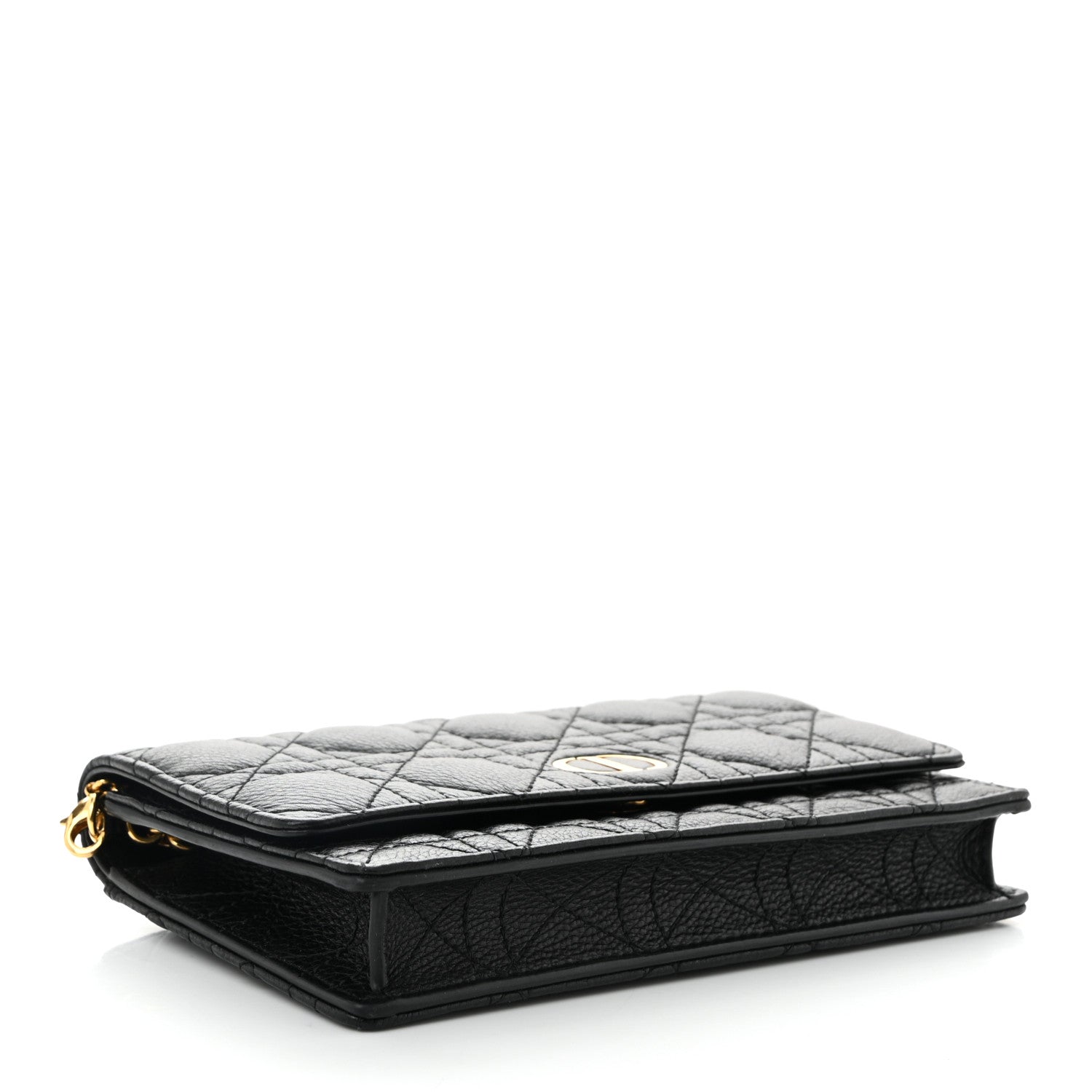 Supple Calfskin Caro Pouch with Chain Black