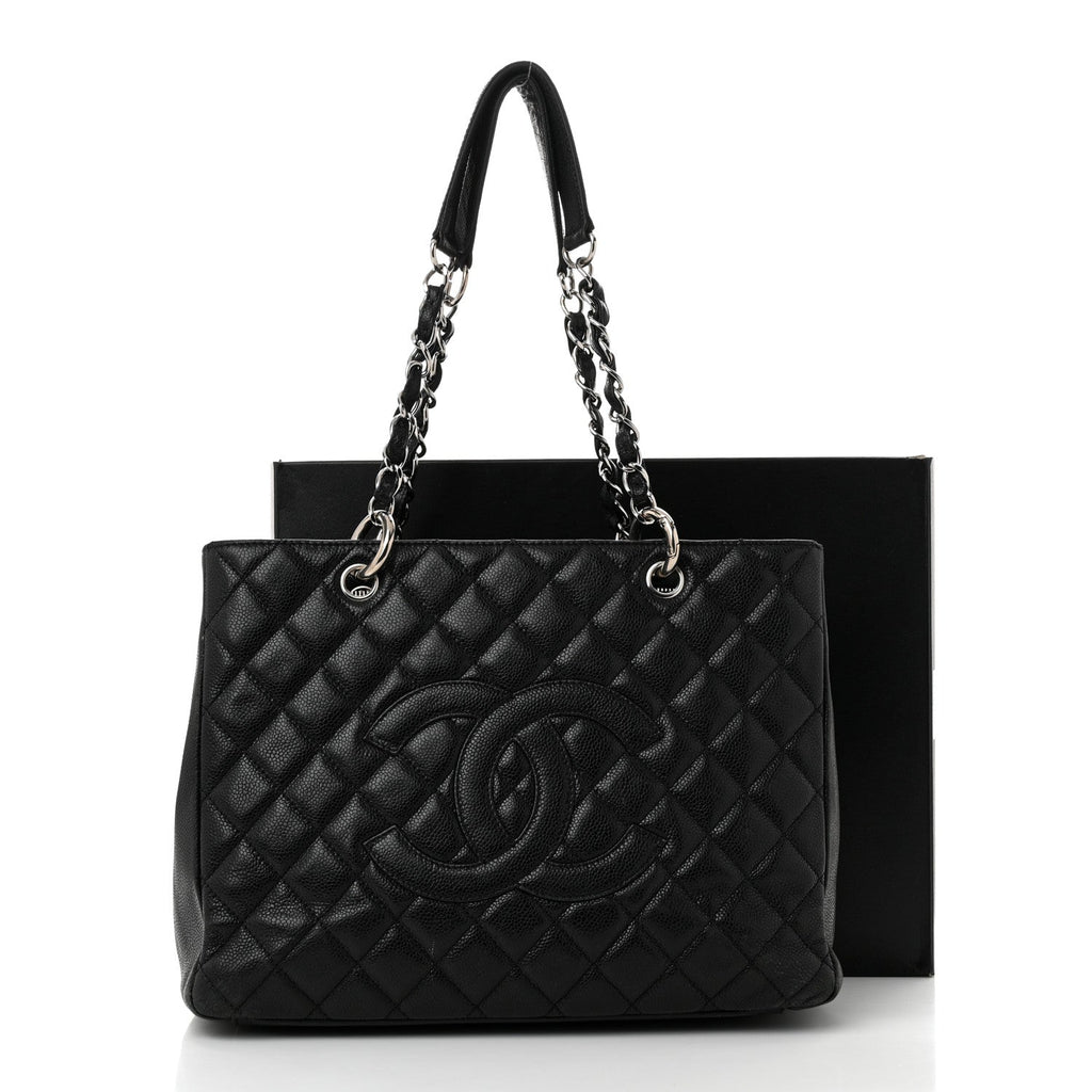 Caviar Quilted Grand Shopping Tote GST Black