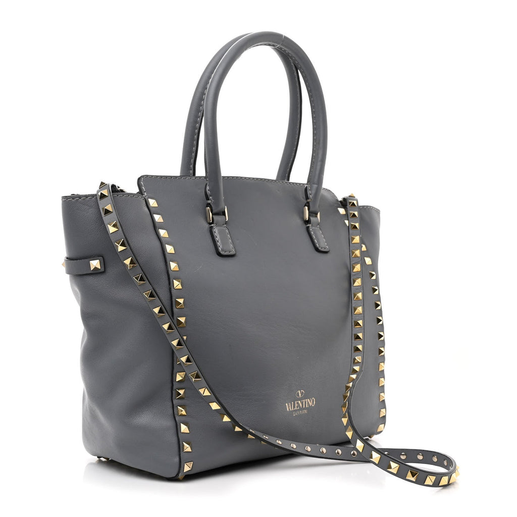 Vitello Rockstud Double Handle Tote London Stone