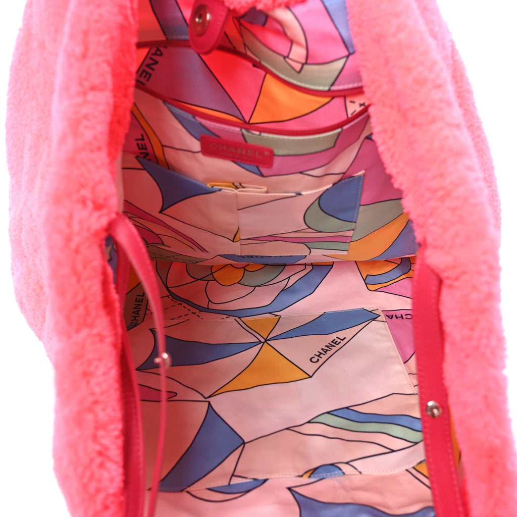Terry Cloth Quilted Coco Beach Large Shopping Tote Pink