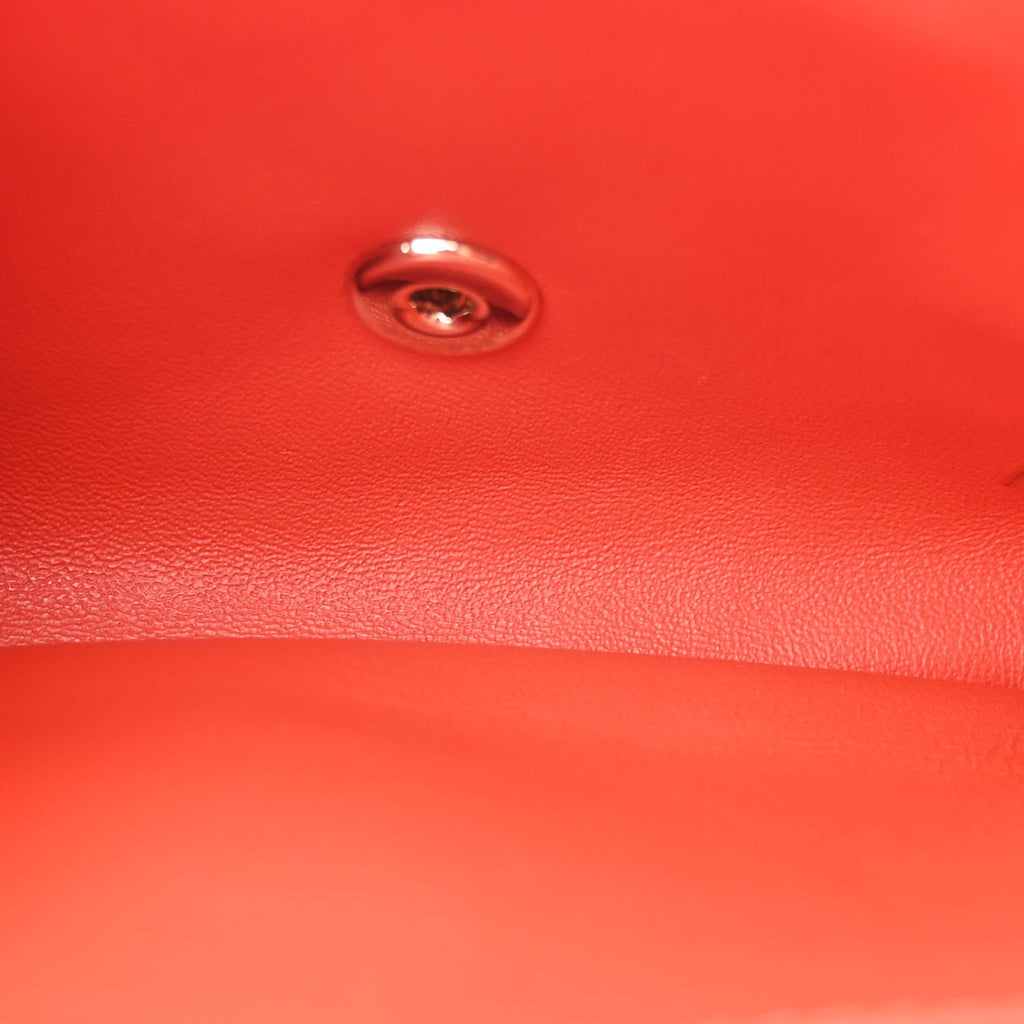 Lambskin Quilted Wood Mini Coco Handle Flap Red