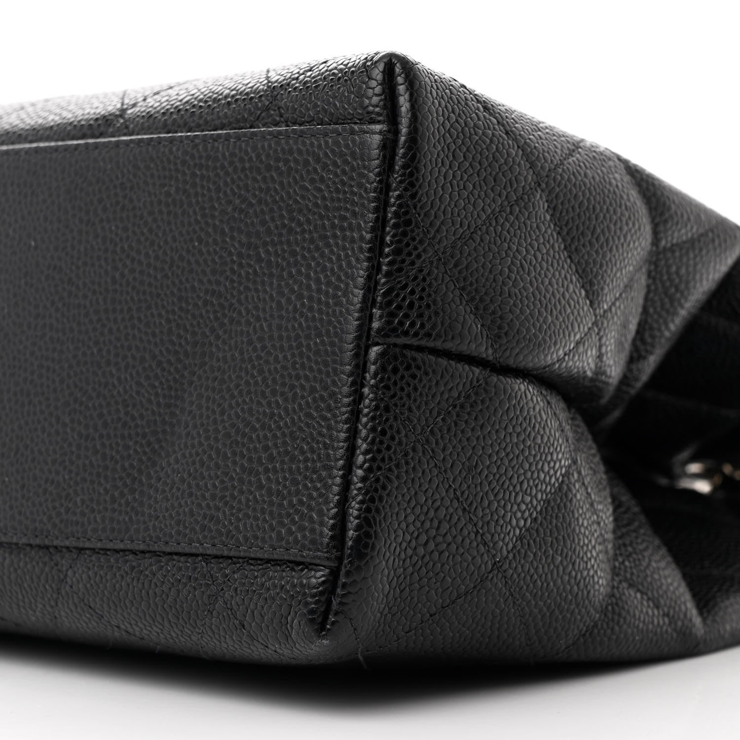 Caviar Quilted Small Shopping Tote Black