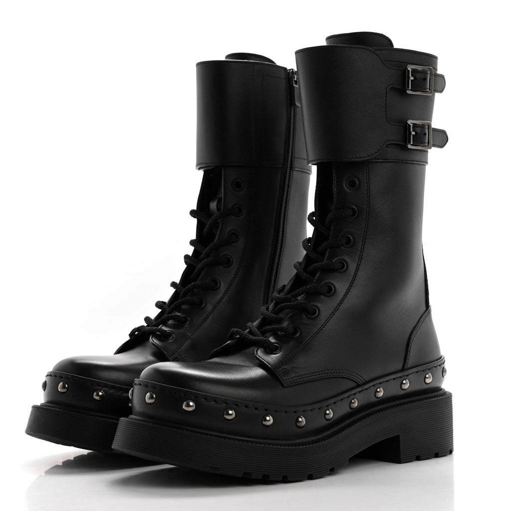 Calfskin Diorquake 25mm Combat Boots 38 Black