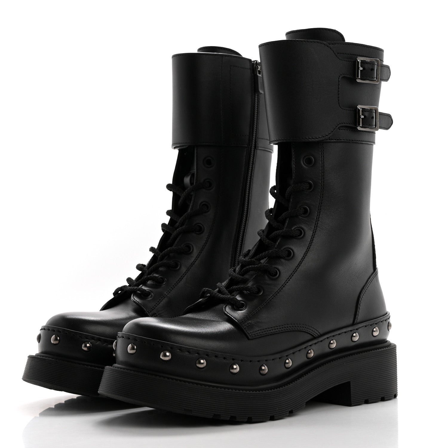 Calfskin Diorquake 25mm Combat Boots 38 Black