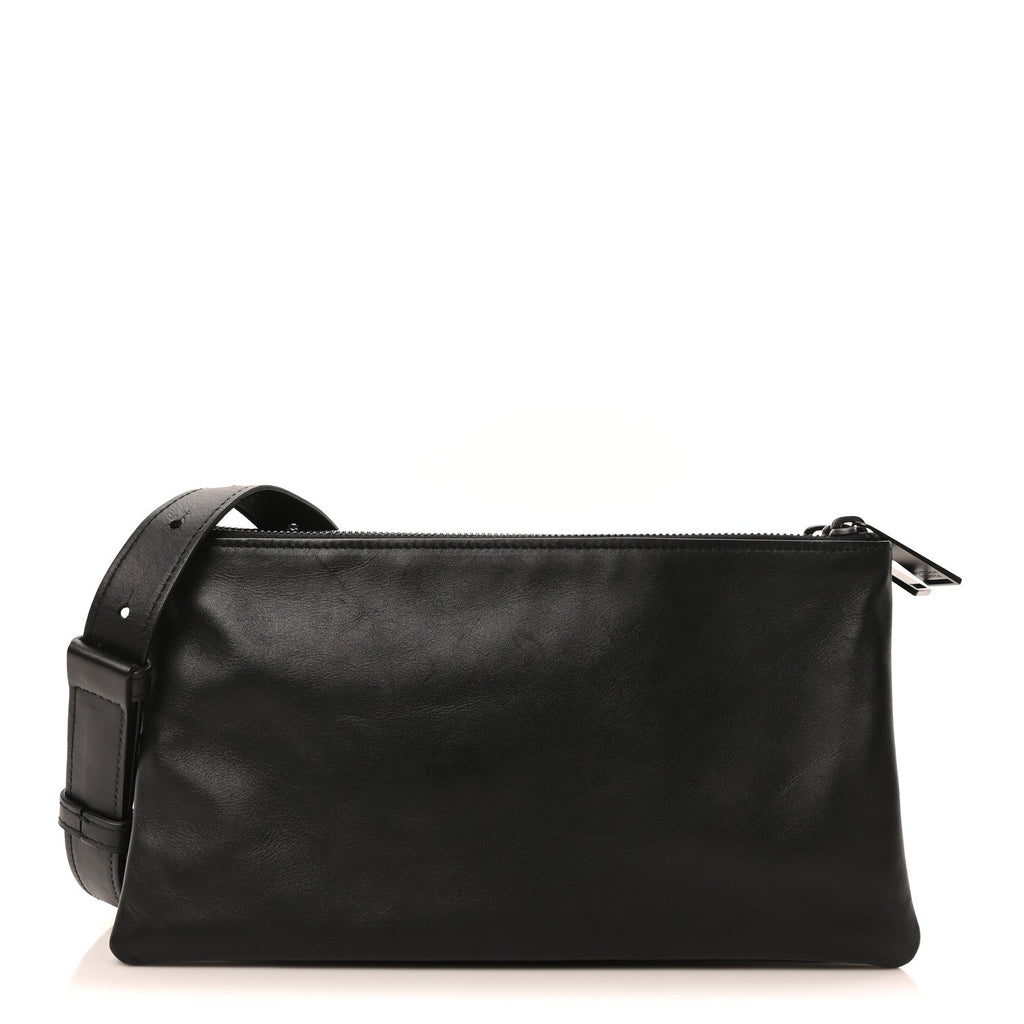 Nappa Intrecciato Triple Zip Messenger Bag Black