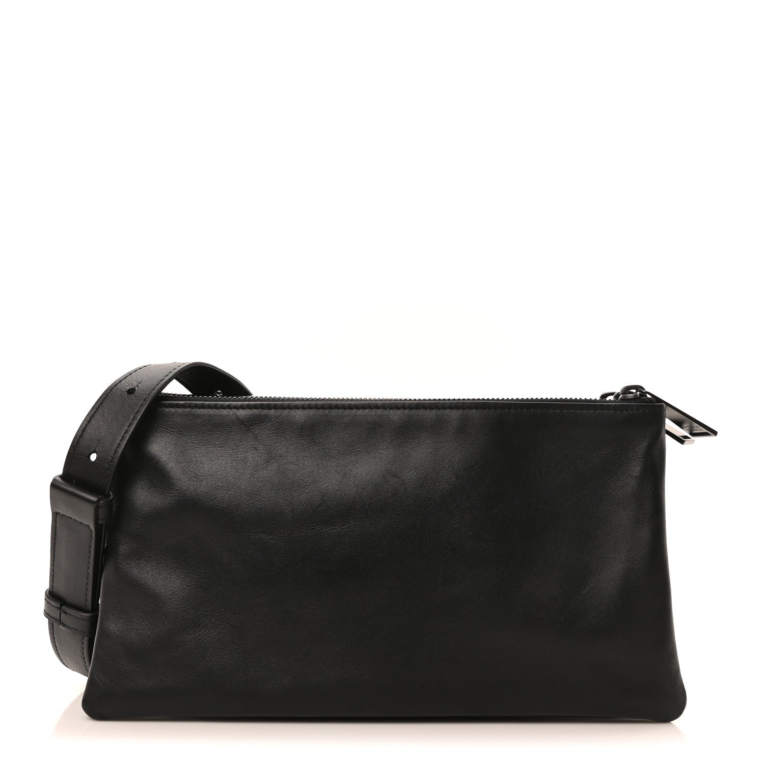Nappa Intrecciato Triple Zip Messenger Bag Black