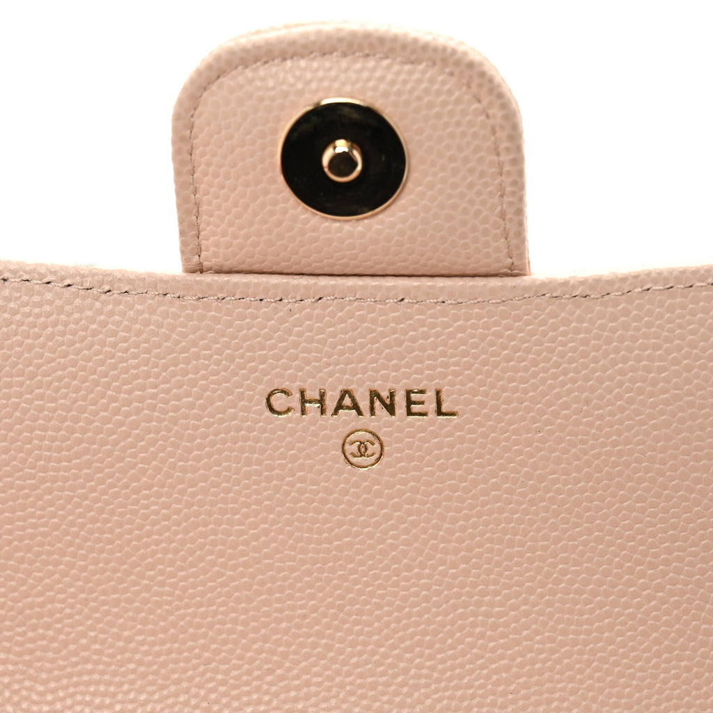Caviar Quilted Glasses Case With Chain Beige