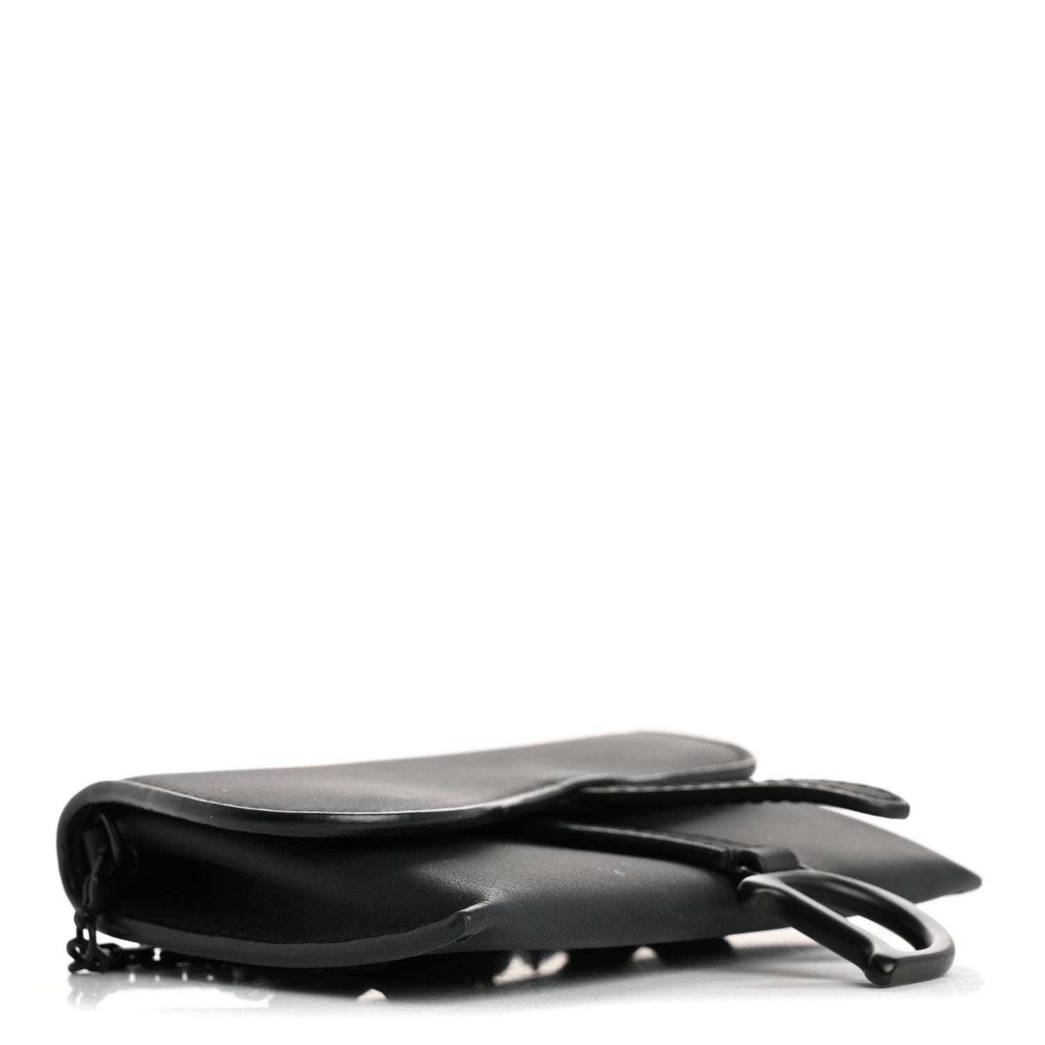 Ultra Matte Calfskin Nano Saddle Chain Pouch Black