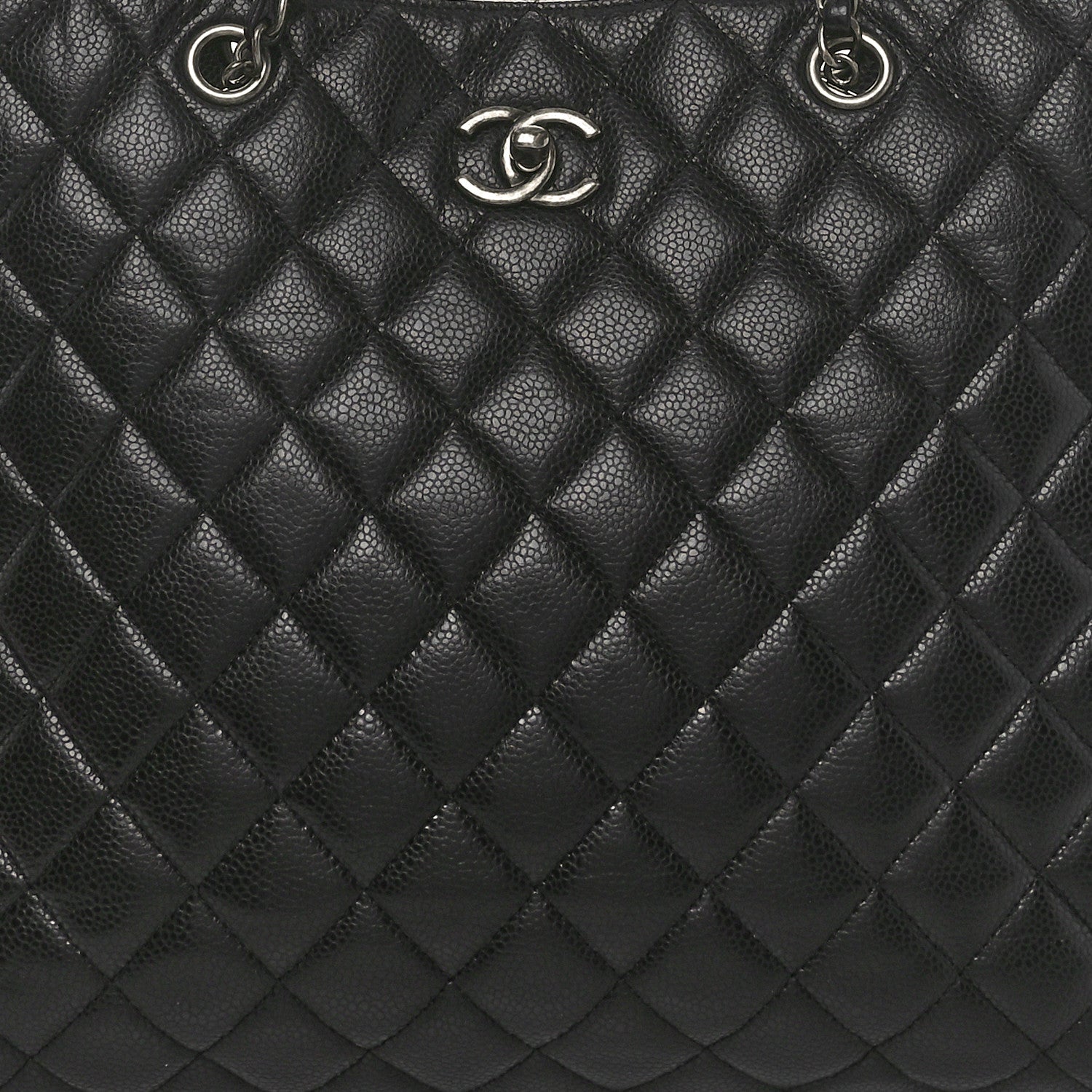 Caviar Quilted Large Shopping Tote Black