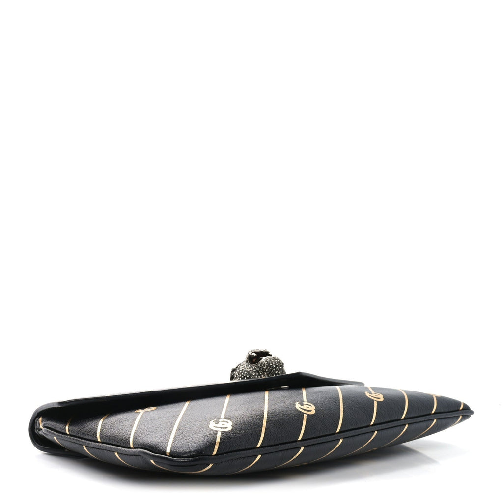 Calfskin Broadway GG Archive-P Envelope Clutch Black