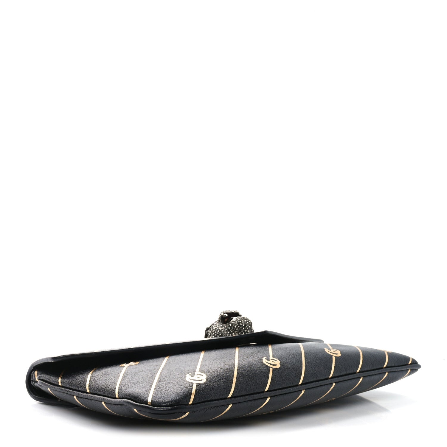 Calfskin Broadway GG Archive-P Envelope Clutch Black