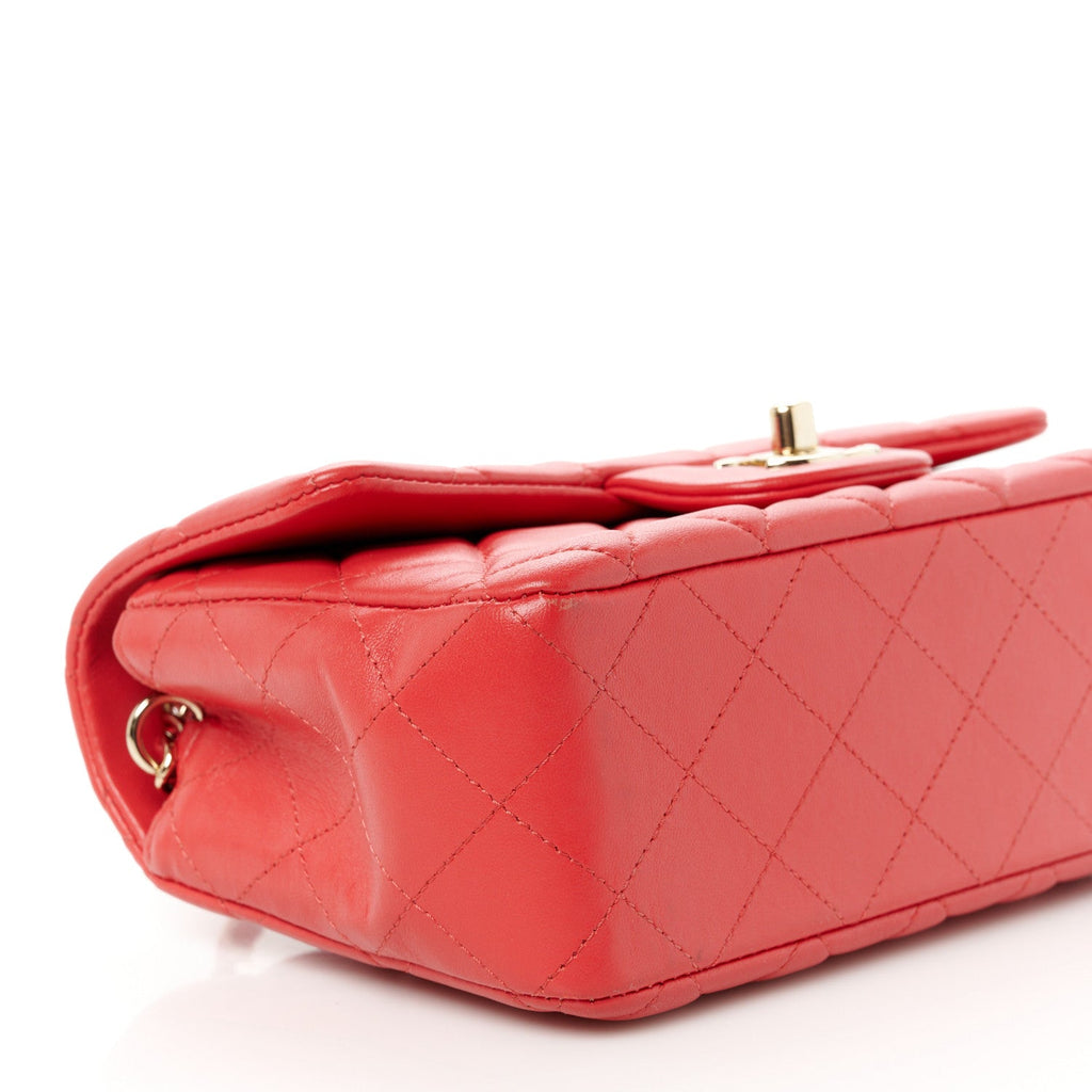 Lambskin Quilted Mini Rectangular Flap Pink