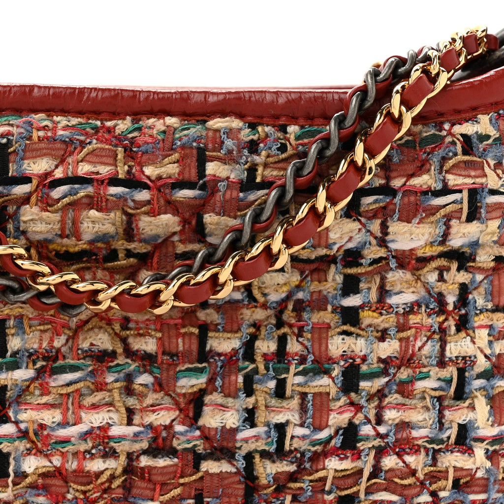 Tweed Calfskin Small Gabrielle Hobo Red Multicolor
