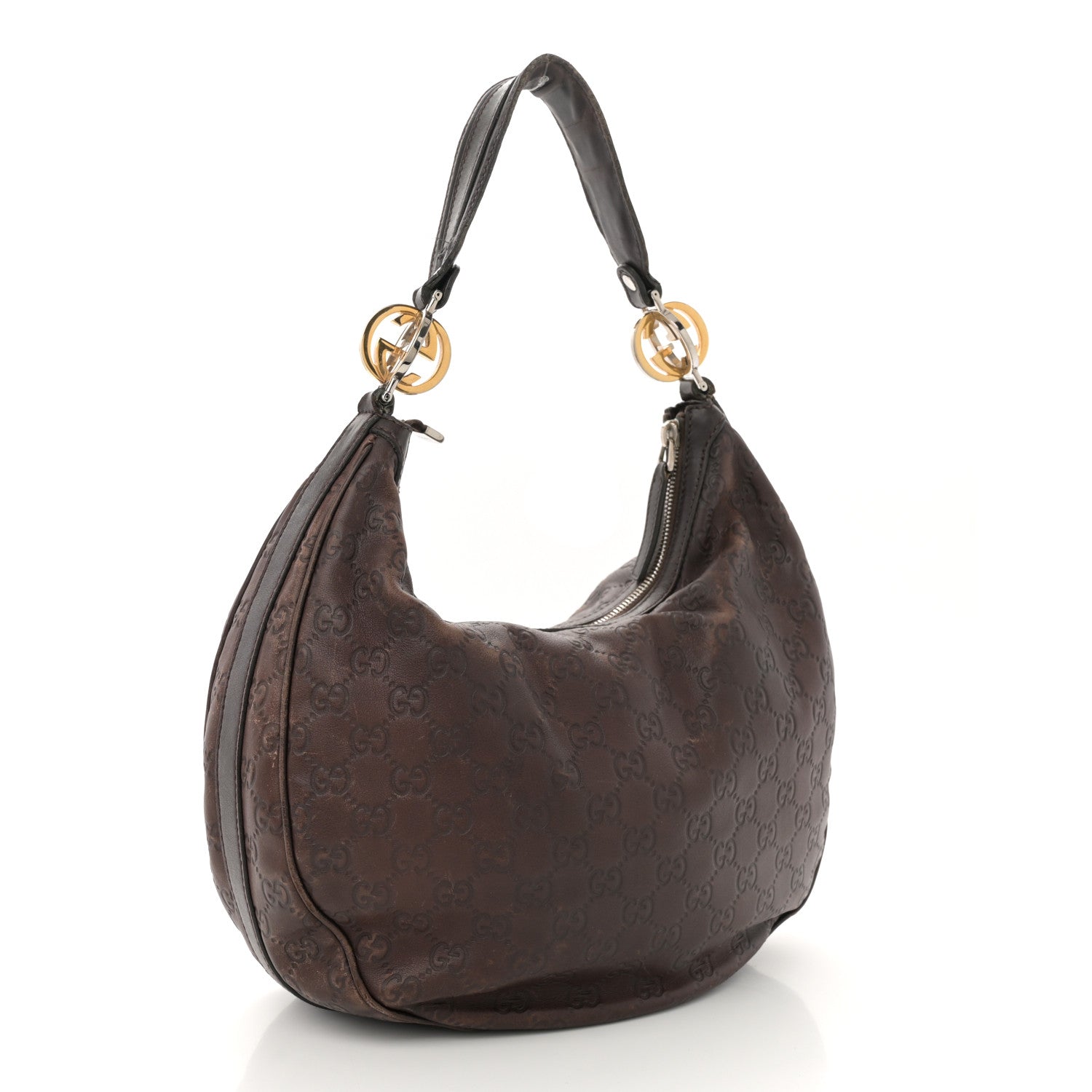 Guccissima Medium GG Twins Hobo Dark Brown