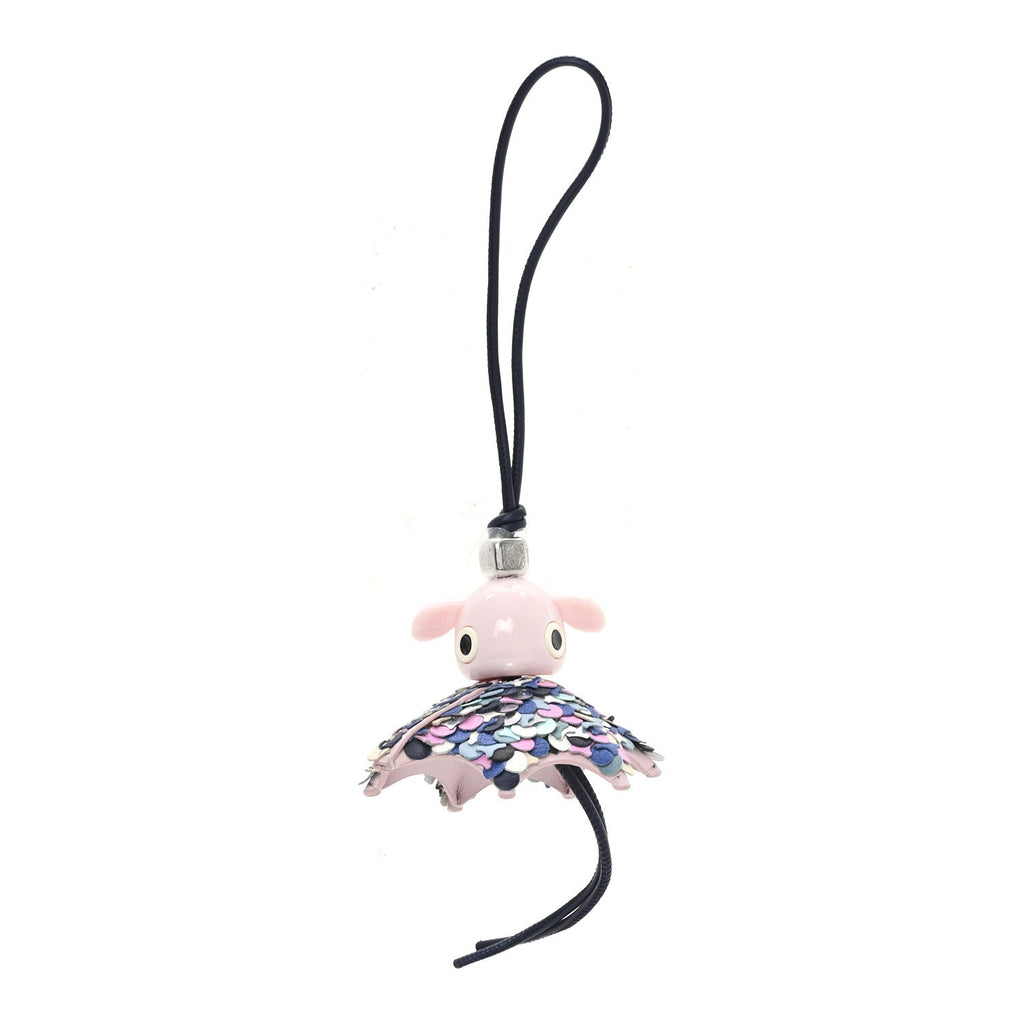Acetate Calfskin Party Puzz Bag Charm Navy Light Pink