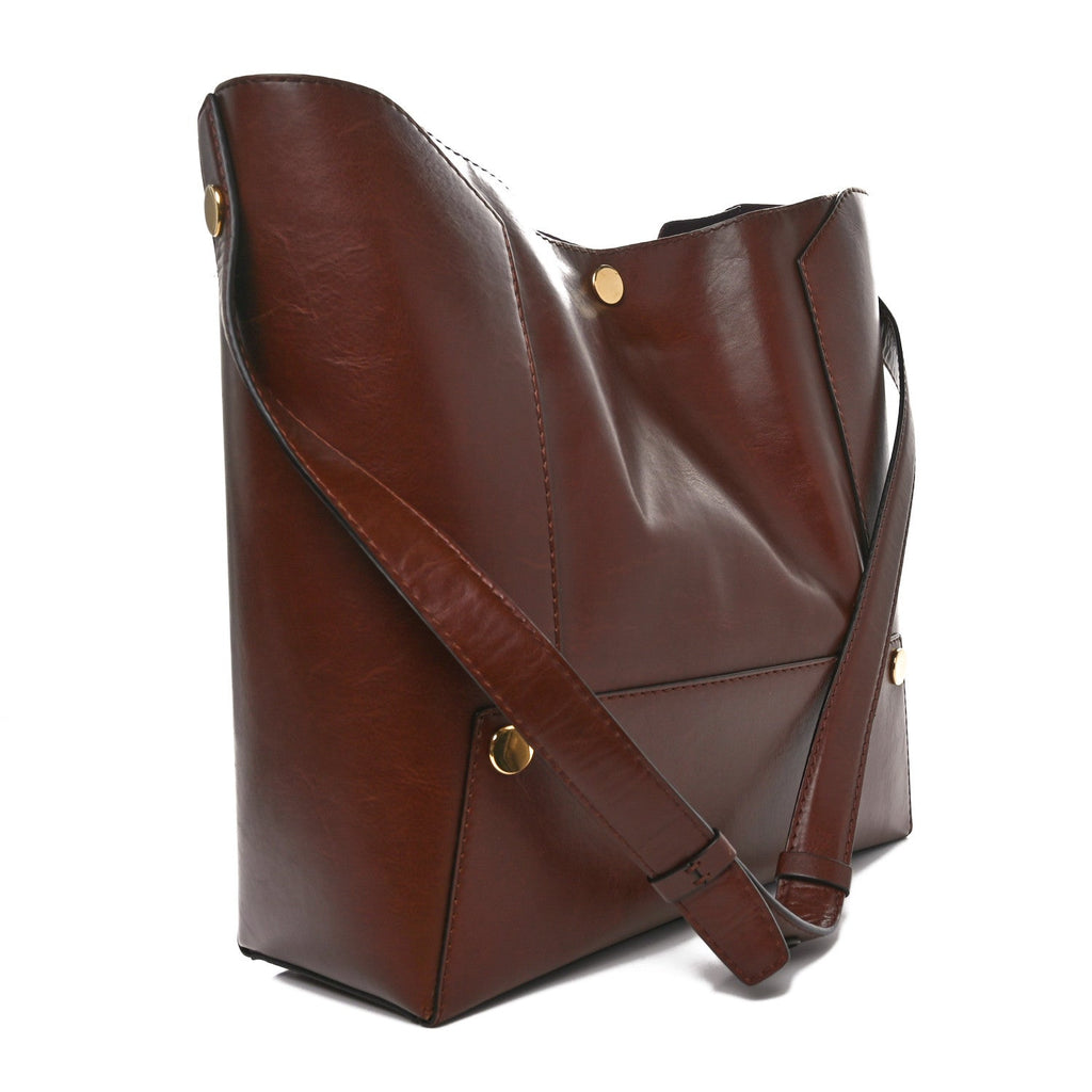 Eco Alter Nappa Popper Bucket Bag Cognac