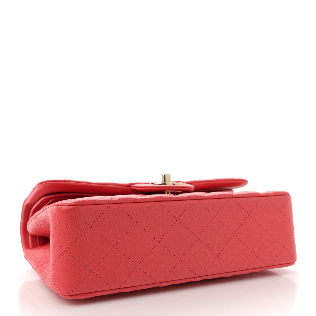 Caviar Quilted Small Double Flap Red